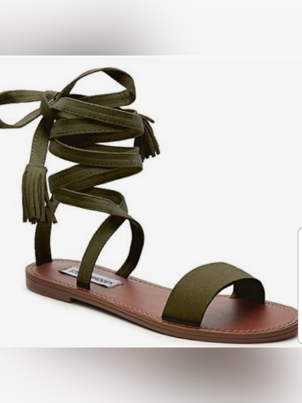 Steve Madden KARRA Olive Suede Lace-Up Gladiator Sandal